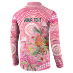 Personalized Pink Galah Aboriginal Dot Art Button Sweatshirt Australia’s Breast Cancer Awareness - Aussie Hoodie