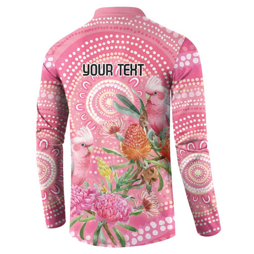 Personalized Pink Galah Aboriginal Dot Art Button Sweatshirt Australia’s Breast Cancer Awareness - Aussie Hoodie