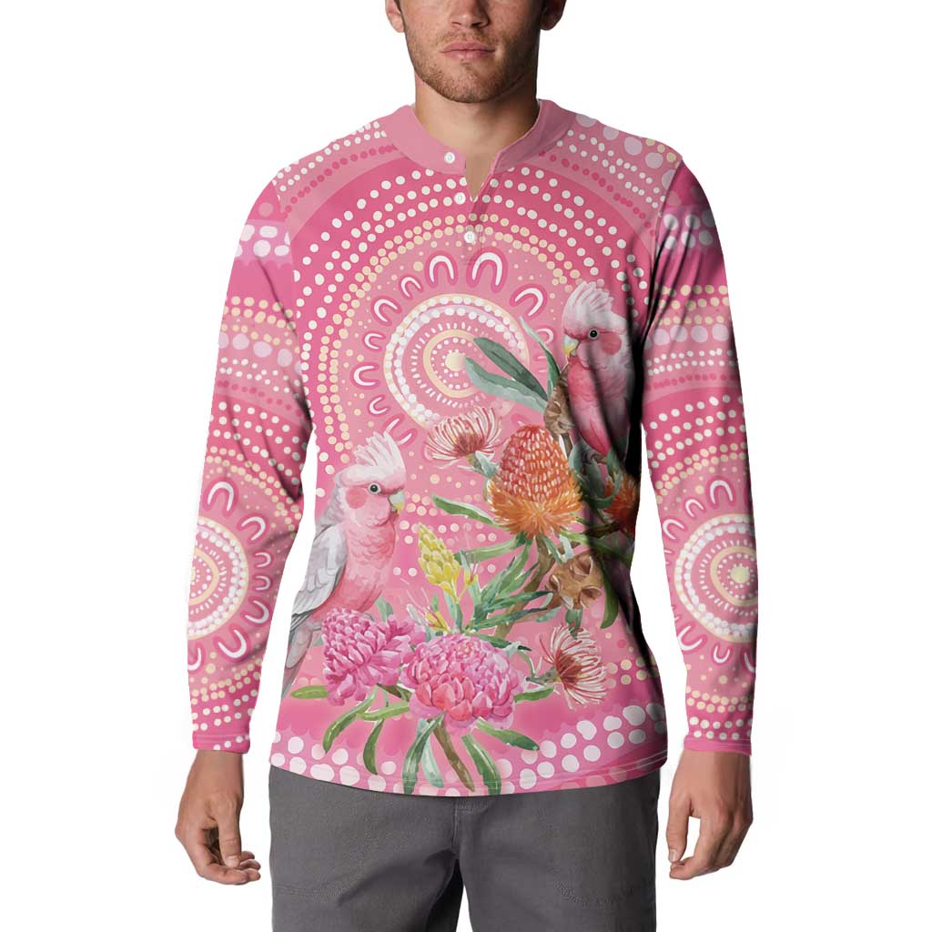 Personalized Pink Galah Aboriginal Dot Art Button Sweatshirt Australia’s Breast Cancer Awareness - Aussie Hoodie