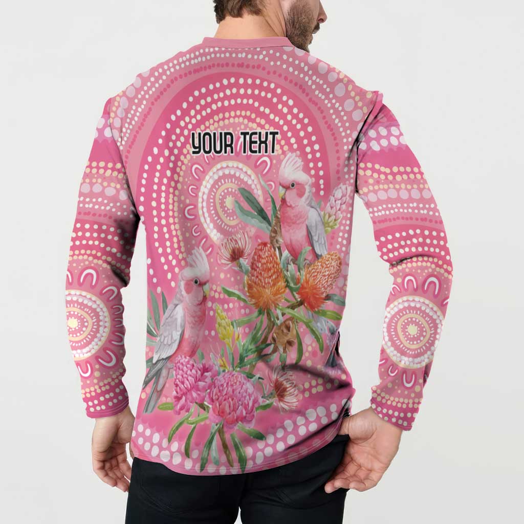Personalized Pink Galah Aboriginal Dot Art Button Sweatshirt Australia’s Breast Cancer Awareness - Aussie Hoodie