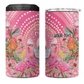 Personalized Pink Galah Aboriginal Dot Art 4 in 1 Can Cooler Tumbler Australia’s Breast Cancer Awareness - Aussie Hoodie