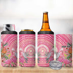 Personalized Pink Galah Aboriginal Dot Art 4 in 1 Can Cooler Tumbler Australia’s Breast Cancer Awareness - Aussie Hoodie