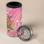 Personalized Pink Galah Aboriginal Dot Art 4 in 1 Can Cooler Tumbler Australia’s Breast Cancer Awareness - Aussie Hoodie
