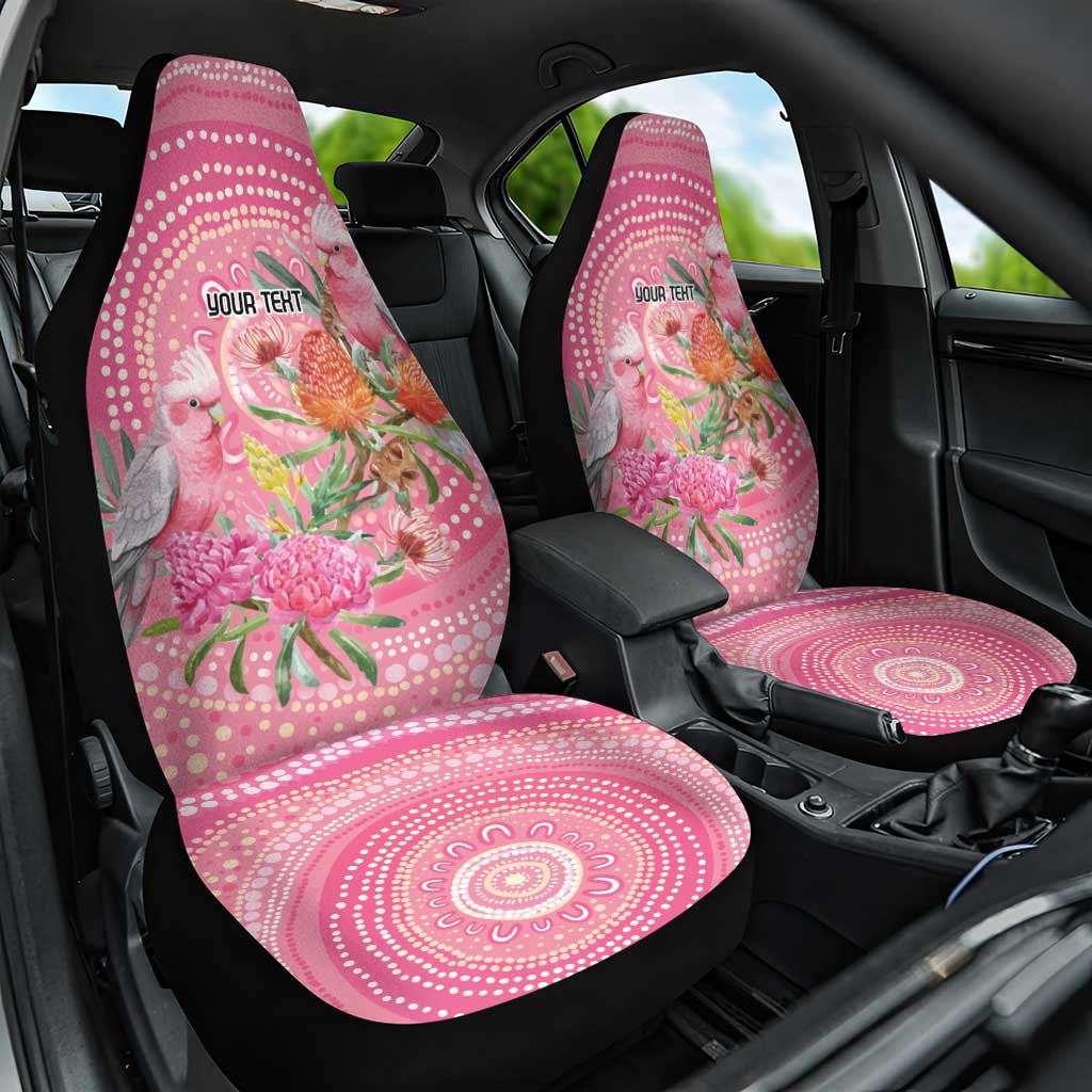 Personalized Pink Galah Aboriginal Dot Art Car Seat Cover Australia’s Breast Cancer Awareness - Aussie Hoodie