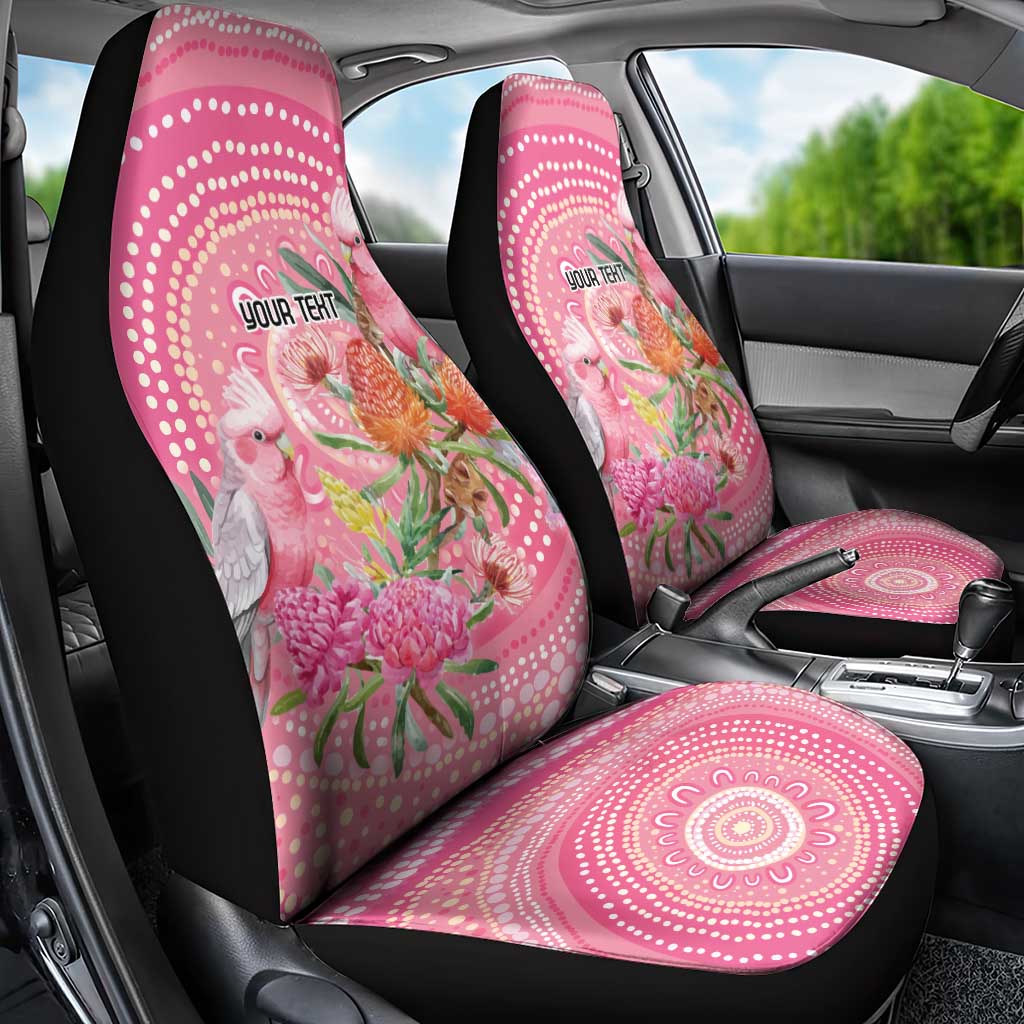 Personalized Pink Galah Aboriginal Dot Art Car Seat Cover Australia’s Breast Cancer Awareness - Aussie Hoodie