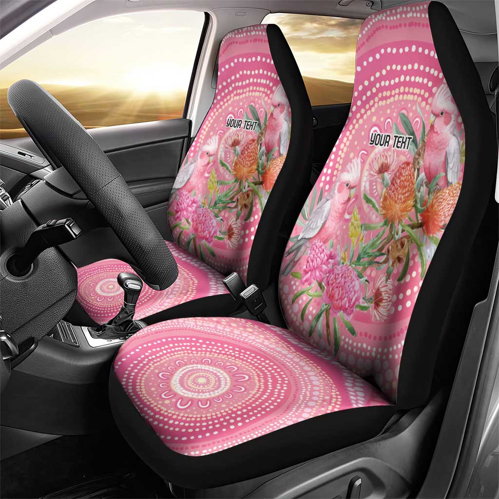 Personalized Pink Galah Aboriginal Dot Art Car Seat Cover Australia’s Breast Cancer Awareness - Aussie Hoodie