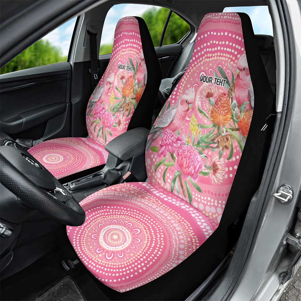 Personalized Pink Galah Aboriginal Dot Art Car Seat Cover Australia’s Breast Cancer Awareness - Aussie Hoodie