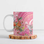 Personalized Pink Galah Aboriginal Dot Art Ceramic Mug Australia’s Breast Cancer Awareness - Aussie Hoodie