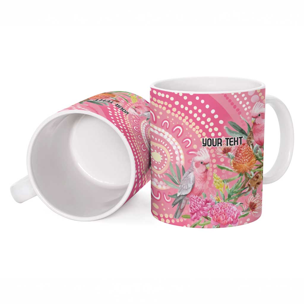 Personalized Pink Galah Aboriginal Dot Art Ceramic Mug Australia’s Breast Cancer Awareness - Aussie Hoodie