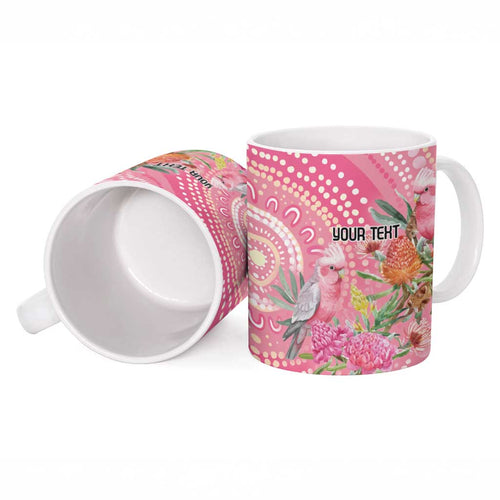 Personalized Pink Galah Aboriginal Dot Art Ceramic Mug Australia’s Breast Cancer Awareness - Aussie Hoodie