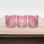 Personalized Pink Galah Aboriginal Dot Art Ceramic Mug Australia’s Breast Cancer Awareness - Aussie Hoodie