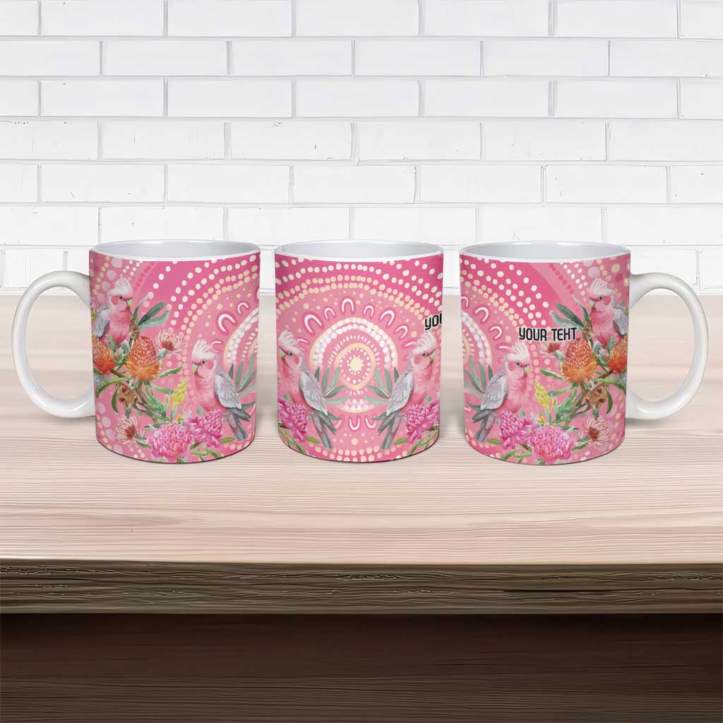 Personalized Pink Galah Aboriginal Dot Art Ceramic Mug Australia’s Breast Cancer Awareness - Aussie Hoodie