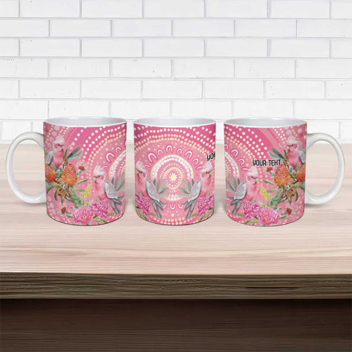 Personalized Pink Galah Aboriginal Dot Art Ceramic Mug Australia’s Breast Cancer Awareness - Aussie Hoodie