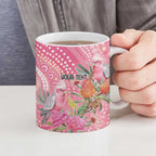 Personalized Pink Galah Aboriginal Dot Art Ceramic Mug Australia’s Breast Cancer Awareness - Aussie Hoodie