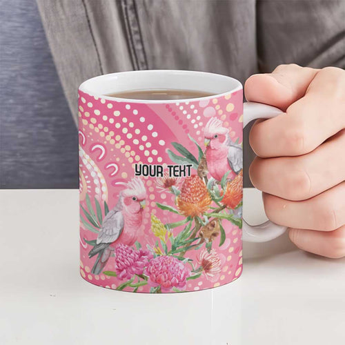 Personalized Pink Galah Aboriginal Dot Art Ceramic Mug Australia’s Breast Cancer Awareness - Aussie Hoodie