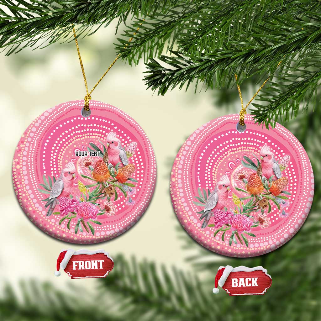 Personalized Pink Galah Aboriginal Dot Art Ceramic Ornament Australia’s Breast Cancer Awareness - Aussie Hoodie