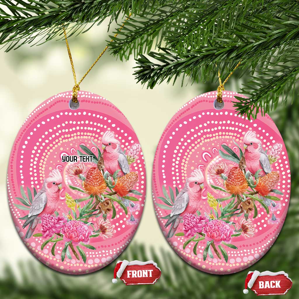 Personalized Pink Galah Aboriginal Dot Art Ceramic Ornament Australia’s Breast Cancer Awareness - Aussie Hoodie