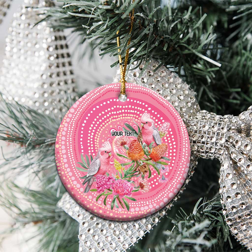 Personalized Pink Galah Aboriginal Dot Art Ceramic Ornament Australia’s Breast Cancer Awareness - Aussie Hoodie