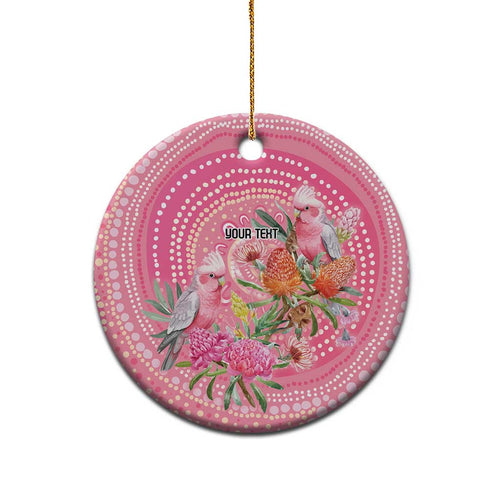 Personalized Pink Galah Aboriginal Dot Art Ceramic Ornament Australia’s Breast Cancer Awareness - Aussie Hoodie