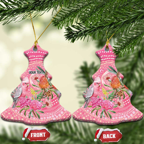 Personalized Pink Galah Aboriginal Dot Art Ceramic Ornament Australia’s Breast Cancer Awareness - Aussie Hoodie
