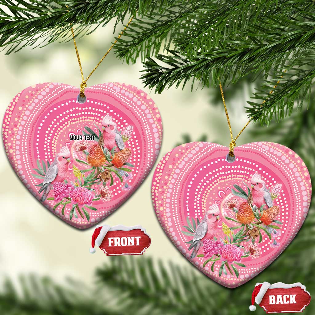 Personalized Pink Galah Aboriginal Dot Art Ceramic Ornament Australia’s Breast Cancer Awareness - Aussie Hoodie