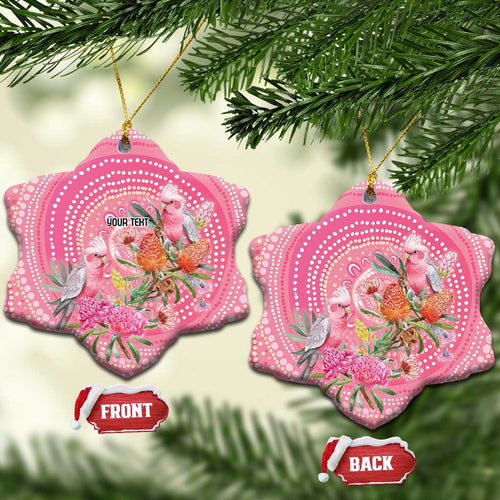 Personalized Pink Galah Aboriginal Dot Art Ceramic Ornament Australia’s Breast Cancer Awareness - Aussie Hoodie