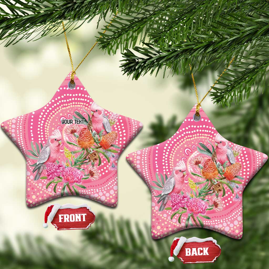 Personalized Pink Galah Aboriginal Dot Art Ceramic Ornament Australia’s Breast Cancer Awareness - Aussie Hoodie