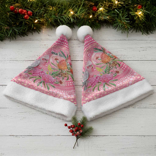 Personalized Pink Galah Aboriginal Dot Art Christmas Santa Hat Australia’s Breast Cancer Awareness - Aussie Hoodie