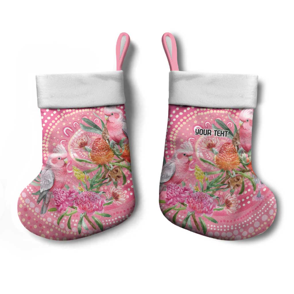Personalized Pink Galah Aboriginal Dot Art Christmas Stocking Australia’s Breast Cancer Awareness - Aussie Hoodie