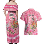 Personalized Pink Galah Aboriginal Dot Art Couples Matching Off Shoulder Maxi Dress and Hawaiian Shirt Australia’s Breast Cancer Awareness - Aussie Hoodie