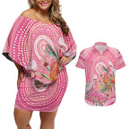 Personalized Pink Galah Aboriginal Dot Art Couples Matching Off Shoulder Short Dress and Hawaiian Shirt Australia’s Breast Cancer Awareness - Aussie Hoodie