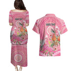 Personalized Pink Galah Aboriginal Dot Art Couples Matching Puletasi and Hawaiian Shirt Australia’s Breast Cancer Awareness - Aussie Hoodie