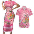 Personalized Pink Galah Aboriginal Dot Art Couples Matching Short Sleeve Bodycon Dress and Hawaiian Shirt Australia’s Breast Cancer Awareness - Aussie Hoodie