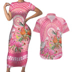 Personalized Pink Galah Aboriginal Dot Art Couples Matching Short Sleeve Bodycon Dress and Hawaiian Shirt Australia’s Breast Cancer Awareness - Aussie Hoodie