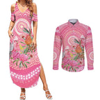 Personalized Pink Galah Aboriginal Dot Art Couples Matching Summer Maxi Dress and Long Sleeve Button Shirt Australia’s Breast Cancer Awareness - Aussie Hoodie