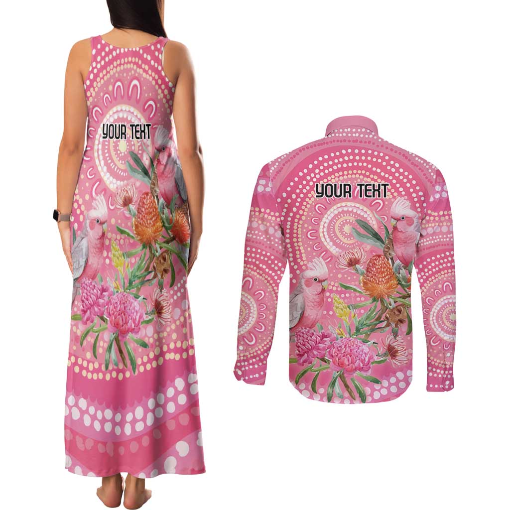 Personalized Pink Galah Aboriginal Dot Art Couples Matching Tank Maxi Dress and Long Sleeve Button Shirt Australia’s Breast Cancer Awareness - Aussie Hoodie