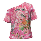 Personalized Pink Galah Aboriginal Dot Art Cross Shoulder Shirt Australia’s Breast Cancer Awareness - Aussie Hoodie