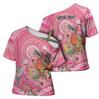 Personalized Pink Galah Aboriginal Dot Art Cross Shoulder Shirt Australia’s Breast Cancer Awareness - Aussie Hoodie