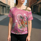 Personalized Pink Galah Aboriginal Dot Art Cross Shoulder Shirt Australia’s Breast Cancer Awareness - Aussie Hoodie