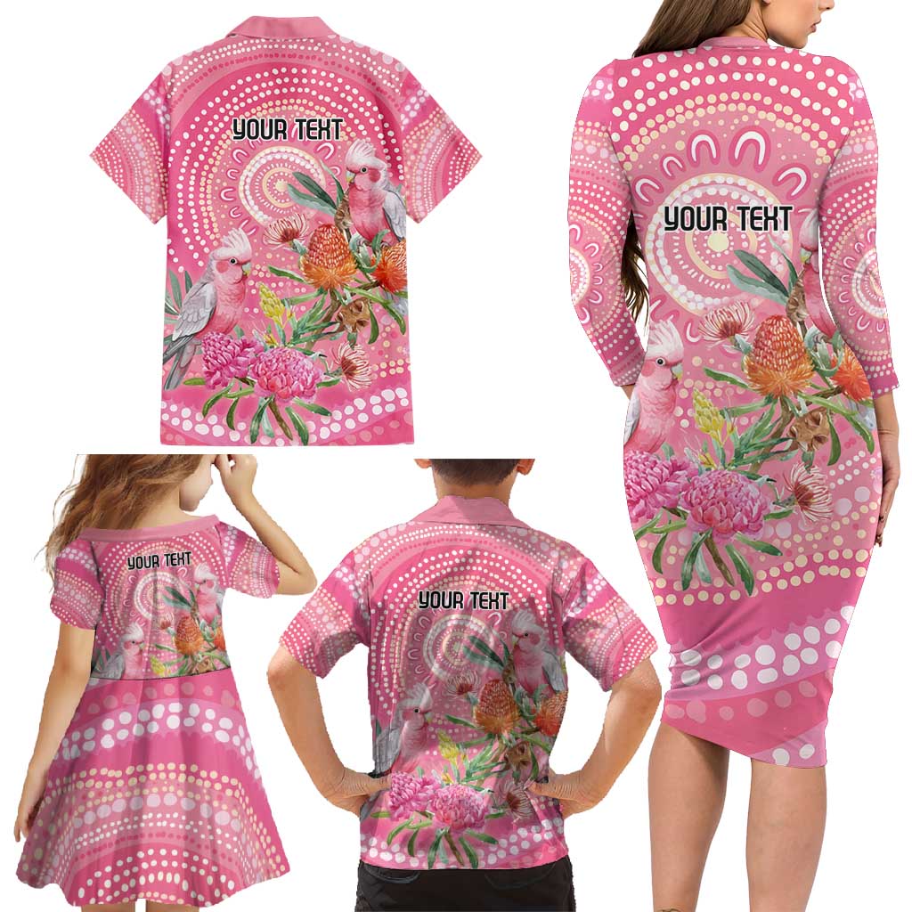 Personalized Pink Galah Aboriginal Dot Art Family Matching Long Sleeve Bodycon Dress and Hawaiian Shirt Australia’s Breast Cancer Awareness - Aussie Hoodie