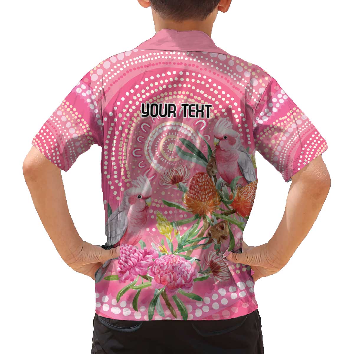Personalized Pink Galah Aboriginal Dot Art Family Matching Off The Shoulder Long Sleeve Dress and Hawaiian Shirt Australia’s Breast Cancer Awareness - Aussie Hoodie