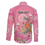 Personalized Pink Galah Aboriginal Dot Art Family Matching Off The Shoulder Long Sleeve Dress and Hawaiian Shirt Australia’s Breast Cancer Awareness - Aussie Hoodie