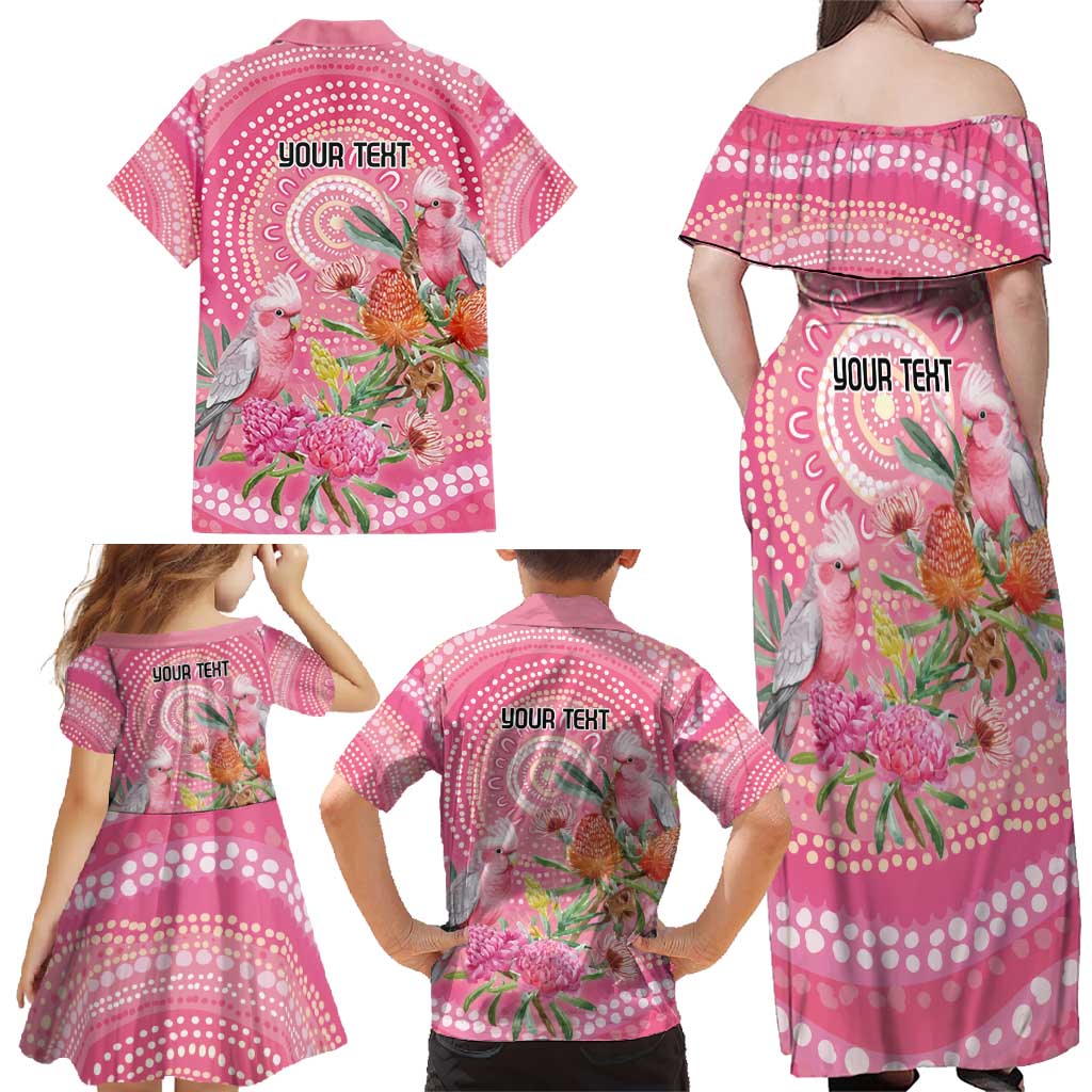 Personalized Pink Galah Aboriginal Dot Art Family Matching Off Shoulder Maxi Dress and Hawaiian Shirt Australia’s Breast Cancer Awareness - Aussie Hoodie
