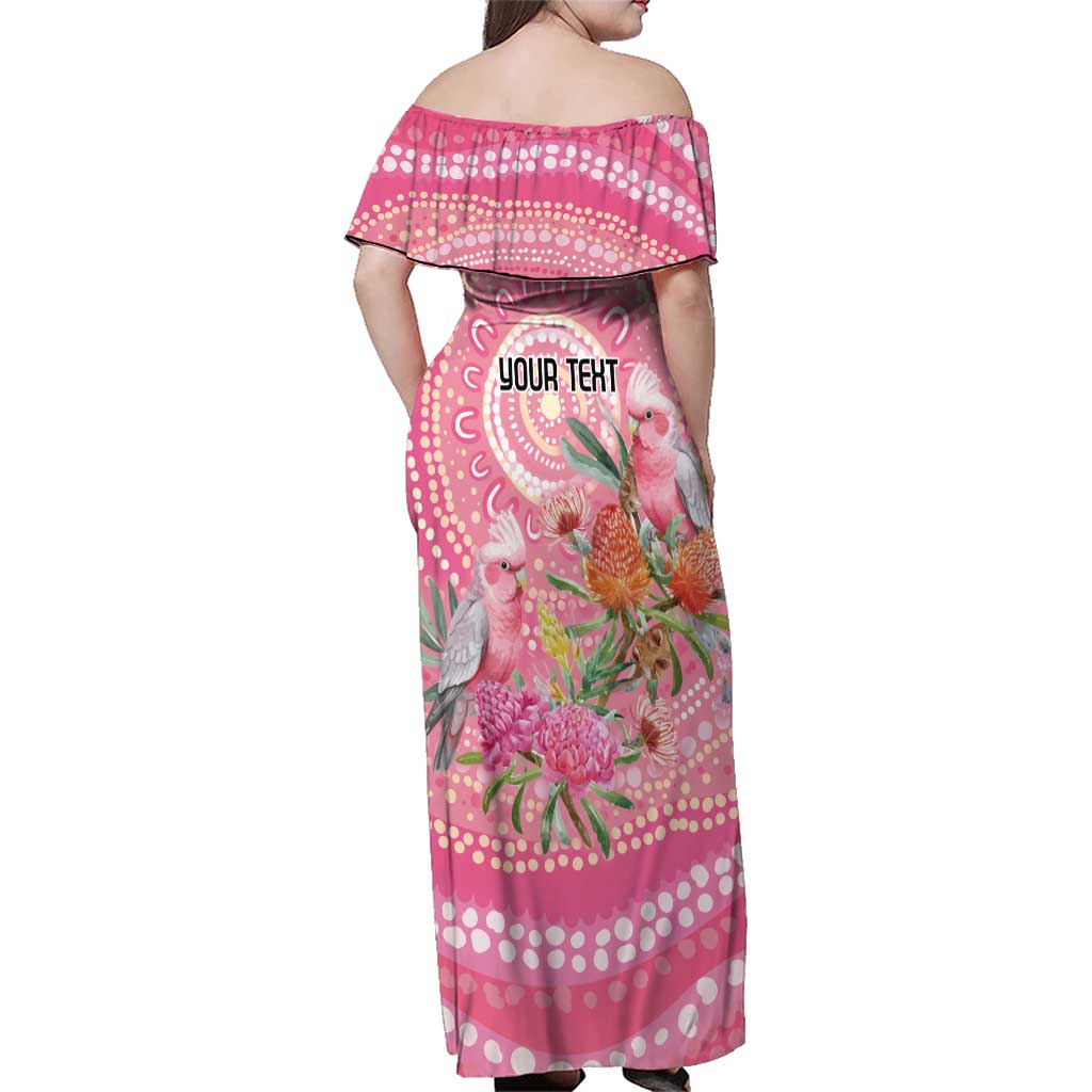 Personalized Pink Galah Aboriginal Dot Art Family Matching Off Shoulder Maxi Dress and Hawaiian Shirt Australia’s Breast Cancer Awareness - Aussie Hoodie