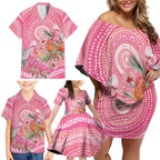 Personalized Pink Galah Aboriginal Dot Art Family Matching Off Shoulder Short Dress and Hawaiian Shirt Australia’s Breast Cancer Awareness - Aussie Hoodie