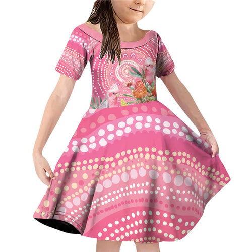 Personalized Pink Galah Aboriginal Dot Art Family Matching Off Shoulder Short Dress and Hawaiian Shirt Australia’s Breast Cancer Awareness - Aussie Hoodie