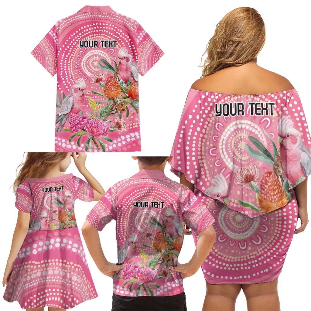 Personalized Pink Galah Aboriginal Dot Art Family Matching Off Shoulder Short Dress and Hawaiian Shirt Australia’s Breast Cancer Awareness - Aussie Hoodie