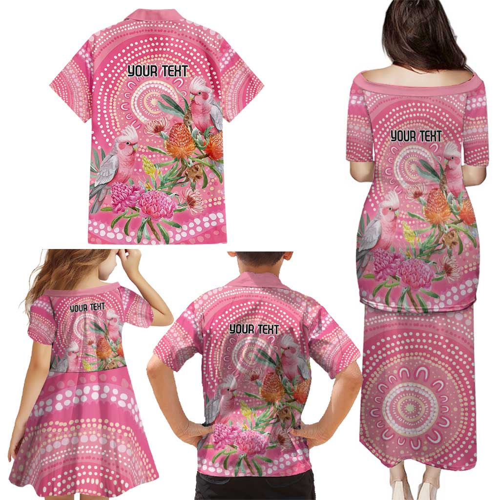 Personalized Pink Galah Aboriginal Dot Art Family Matching Puletasi and Hawaiian Shirt Australia’s Breast Cancer Awareness - Aussie Hoodie