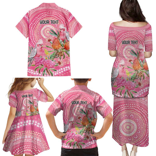 Personalized Pink Galah Aboriginal Dot Art Family Matching Puletasi and Hawaiian Shirt Australia’s Breast Cancer Awareness - Aussie Hoodie