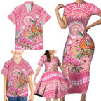 Personalized Pink Galah Aboriginal Dot Art Family Matching Short Sleeve Bodycon Dress and Hawaiian Shirt Australia’s Breast Cancer Awareness - Aussie Hoodie